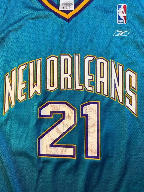 Vintage Reebok Jamaal Magloire #21 New Orleans Hornets Teal NBA Jersey Size L - Thumbnail 7