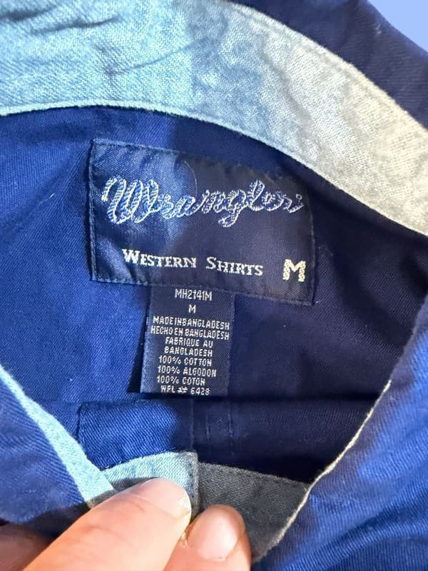 Vintage Wrangler Western Pearl Snap Native Aztec Print Long Sleeve Shirt M - Thumbnail 3