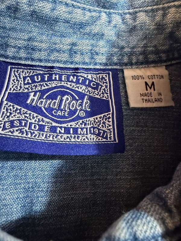 Vintage Hard Rock Cafe Las Vegas Embroidered Denim Button Up Shirt Size M - Thumbnail 3