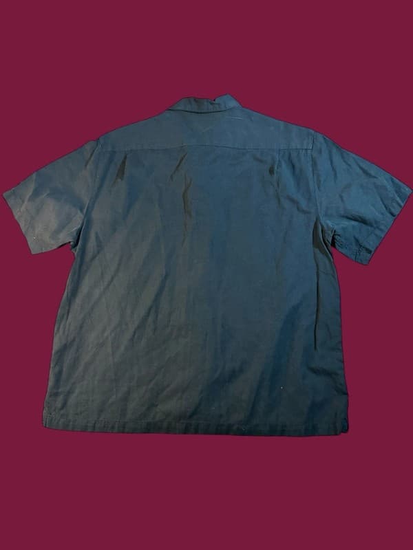 Caribbean Silk Blend Mens XL Black Short Sleeve Camp Collar Shirt - Thumbnail 2