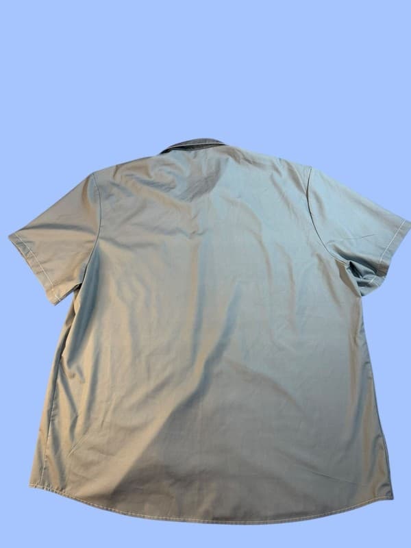 Men’s 1XL Short Sleeve Button Up Bowling Shirt Blue Palm Tree Graphic 100% Pol - Thumbnail 2