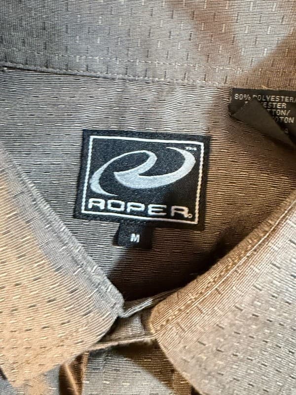 Roper Men's Brown Textured Pearl Snap Long Sleeve Western Shirt Size Medium - Thumbnail 3