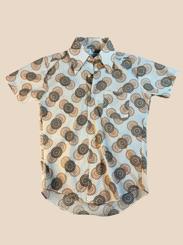 Vintage 70s Kmart Paisley Medallion Short Sleeve Button Up Shirt Womens M - Image 1
