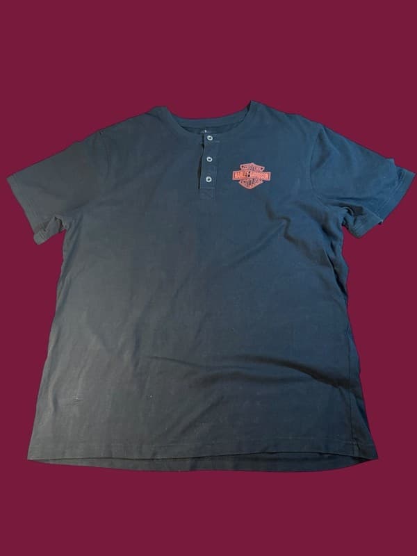 Harley-Davidson Men's Combustion Short Sleeve 3-Button Henley T-Shirt 2XL - Image 1