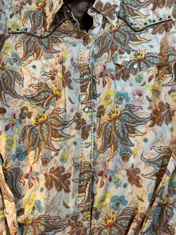 Wrangler 20X Women’s Floral Western Snap Shirt Boho Cowgirl Long Sleeve S/M - Thumbnail 9