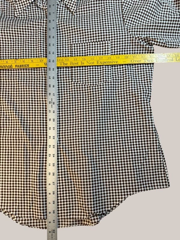 Vintage Kmart Permanent Press Brown Diamond Checkered Button Down Shirt 17-34 - Thumbnail 6