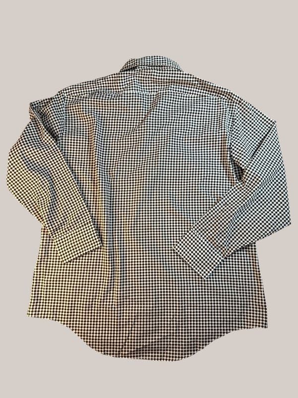 Vintage Kmart Permanent Press Brown Diamond Checkered Button Down Shirt 17-34 - Thumbnail 2