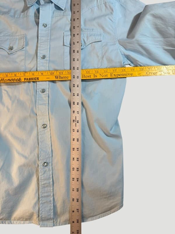 Los Altos Men's Light Blue 100% Cotton Pearl Snap Western Shirt Size L - Thumbnail 7