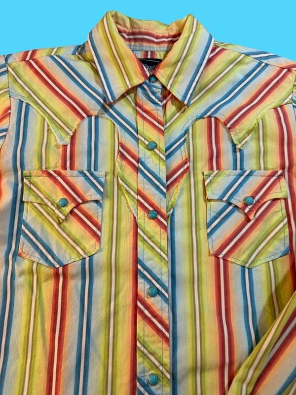 Cruel Girl Women's S Multi-Color Striped Western Pearl Snap Long Sleeve Shirt - Thumbnail 4