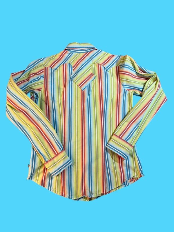 Cruel Girl Women's S Multi-Color Striped Western Pearl Snap Long Sleeve Shirt - Thumbnail 2