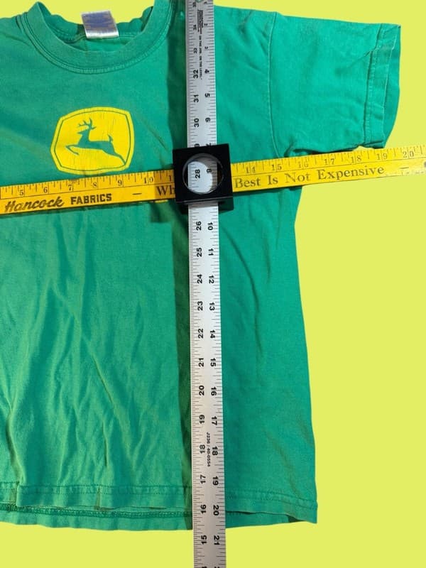 Vintage John Deere Logo Youth Small Green Graphic T-Shirt Gildan Ultra Cotton - Thumbnail 6