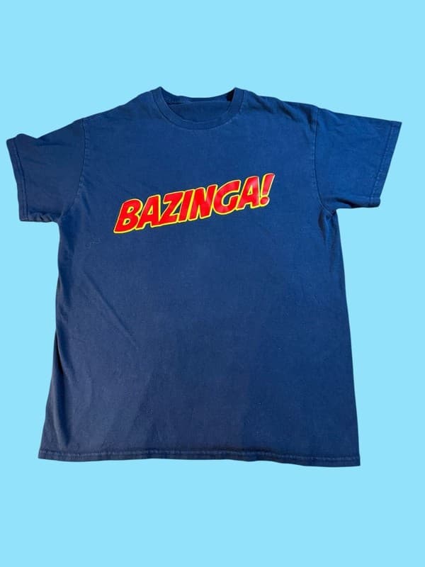 The Big Bang Theory Sheldon Cooper Bazinga! Navy Blue Graphic T-Shirt - Image 1