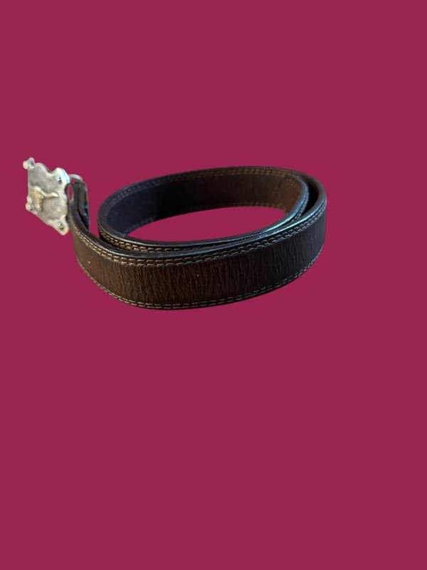 Vintage Western Leather Belt Brown Longhorn Steer Silver Buckle Stars Cowboy 24� - Thumbnail 2