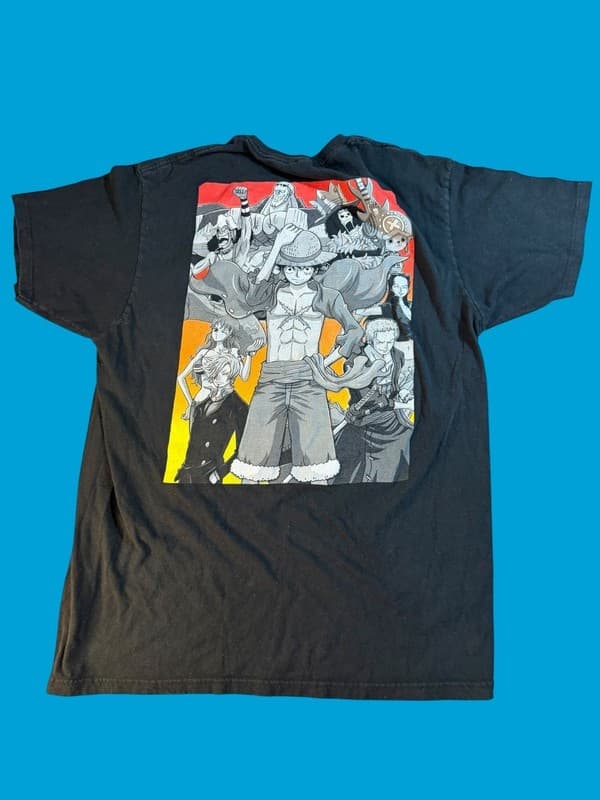 One Piece Straw Hat Crew Manga Panel Graphic T-Shirt Black Men's Size Large - Thumbnail 2