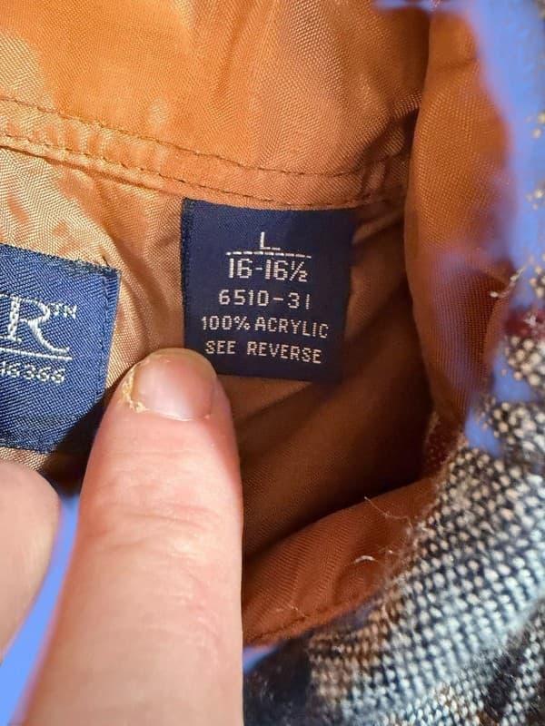 Vintage Blair Men's Brown Plaid 100% Acrylic Flannel Shirt Size L - Thumbnail 4