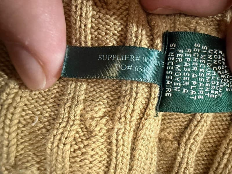 Lauren Ralph Lauren Women's Tan Cable Knit Full Zip Crest Cardigan Sweater M - Thumbnail 3