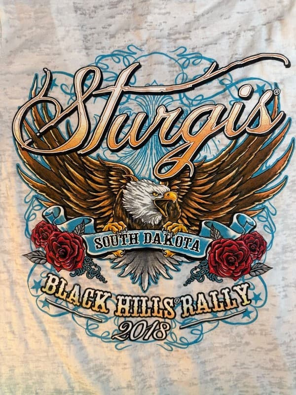 Womens Sturgis 2018 Black Hills Rally Eagle Graphic V-Neck T-Shirt Size L - Thumbnail 6