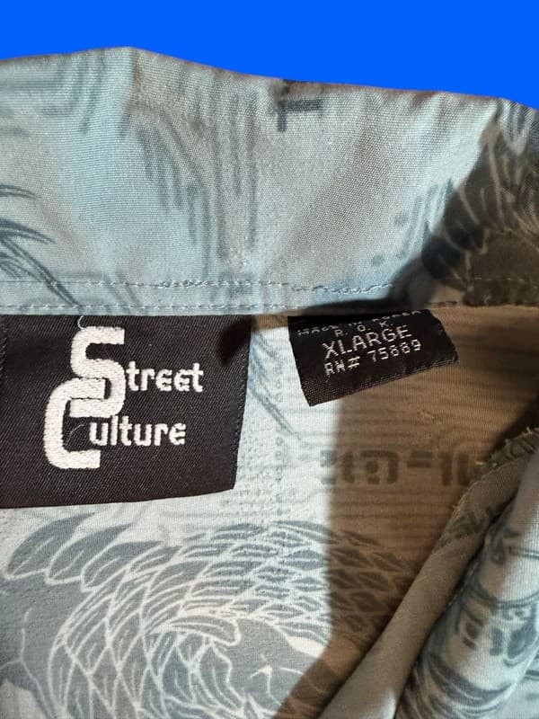 Vintage Street Culture Blue Dragon All Over Print Button Down Shirt XL - Thumbnail 2