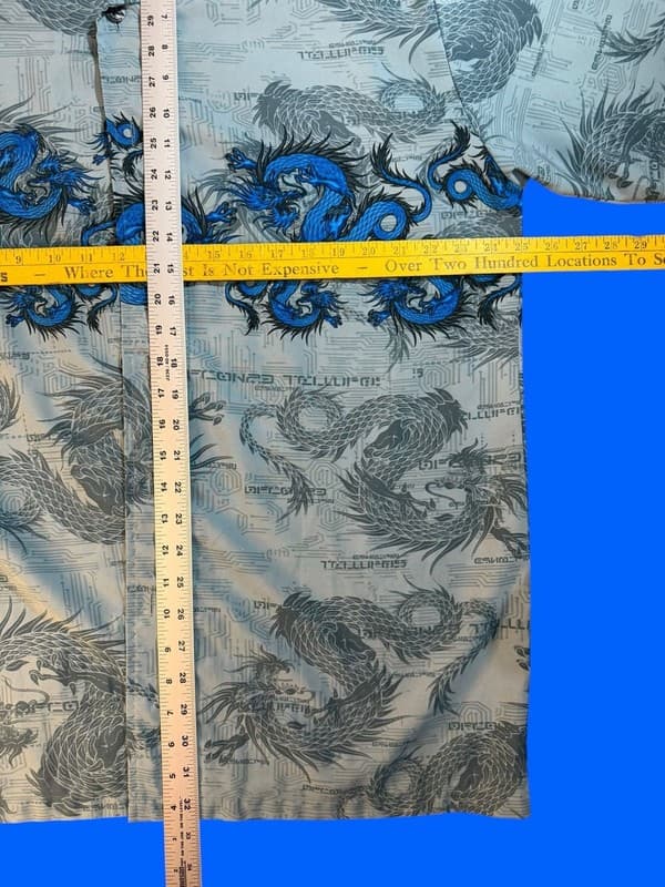 Vintage Street Culture Blue Dragon All Over Print Button Down Shirt XL - Thumbnail 5