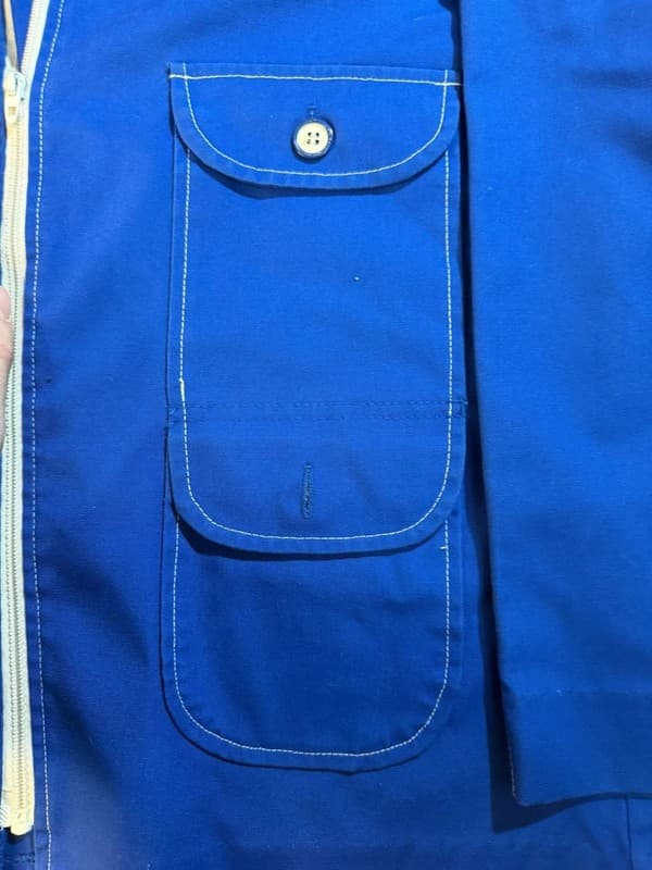 Vintage 70s White Stag Blue Zip-Up Jacket with Contrast Stitching and Safari Poc - Thumbnail 4