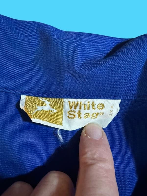 Vintage 70s White Stag Blue Zip-Up Jacket with Contrast Stitching and Safari Poc - Thumbnail 3