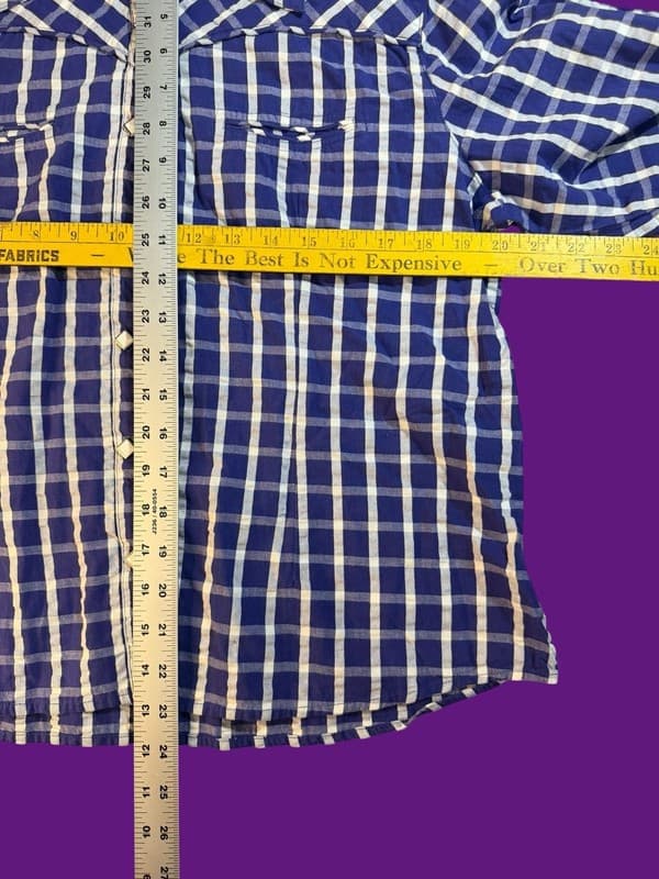 Cruel Girl Blue and White Plaid Western Pearl Snap Long Sleeve Shirt Size L - Thumbnail 8