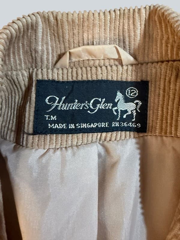 Vintage Hunter's Glen Tan Corduroy Blazer Jacket Size 12 - Thumbnail 2