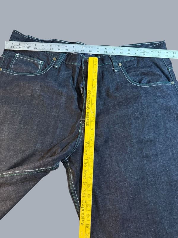 Vintage Corked Jeans Baggy Denim Jorts with Blue and Green Swirl Embroidery 42�� - Thumbnail 8