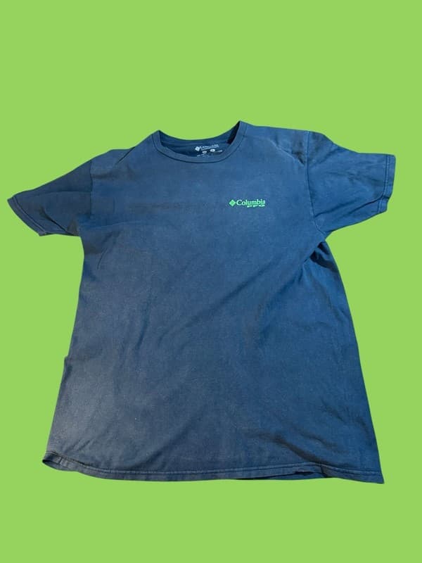 Columbia PFG Men's Large Navy Blue Short Sleeve Fish Flag Graphic T-Shirt - Image 1