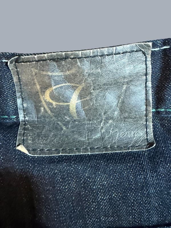 Vintage Corked Jeans Baggy Denim Jorts with Blue and Green Swirl Embroidery 42�� - Thumbnail 7