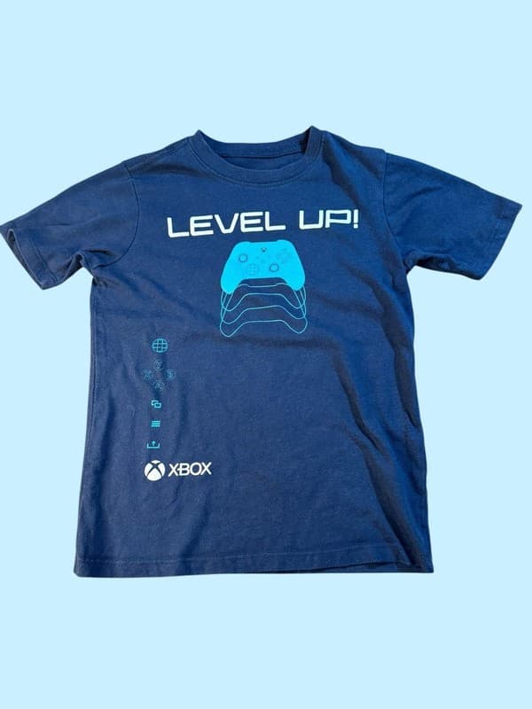 Xbox Boys Level Up Controller Graphic T-Shirt Blue Size M 8 - Image 1