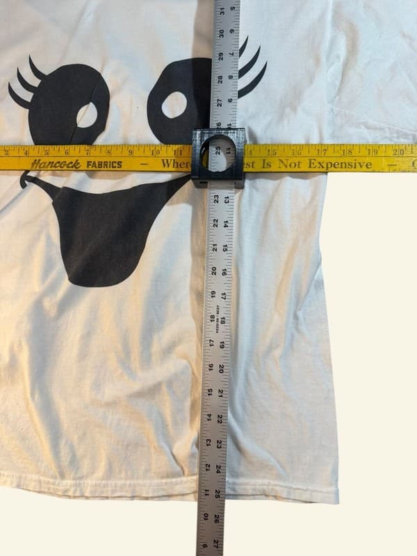 Port & Company White Happy Girl Ghost Face Halloween Costume T-Shirt Size Medium - Thumbnail 5