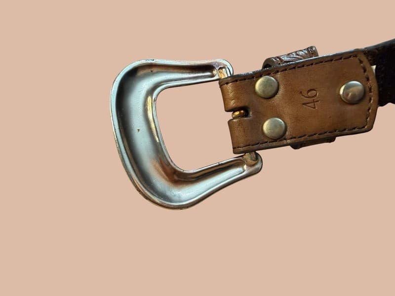 Nocona Vintage Brown Floral Hand-Tooled Western Leather Belt Size 46 - Thumbnail 9