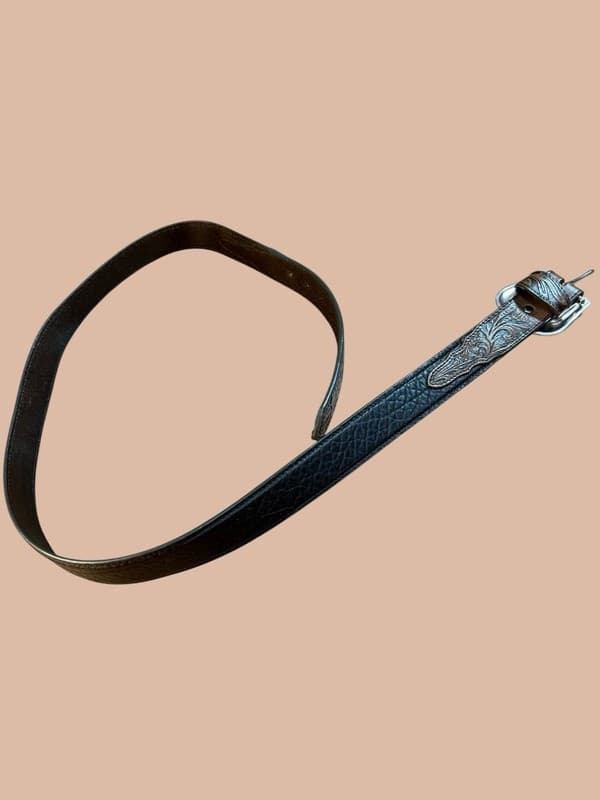 Nocona Vintage Brown Floral Hand-Tooled Western Leather Belt Size 46 - Thumbnail 5