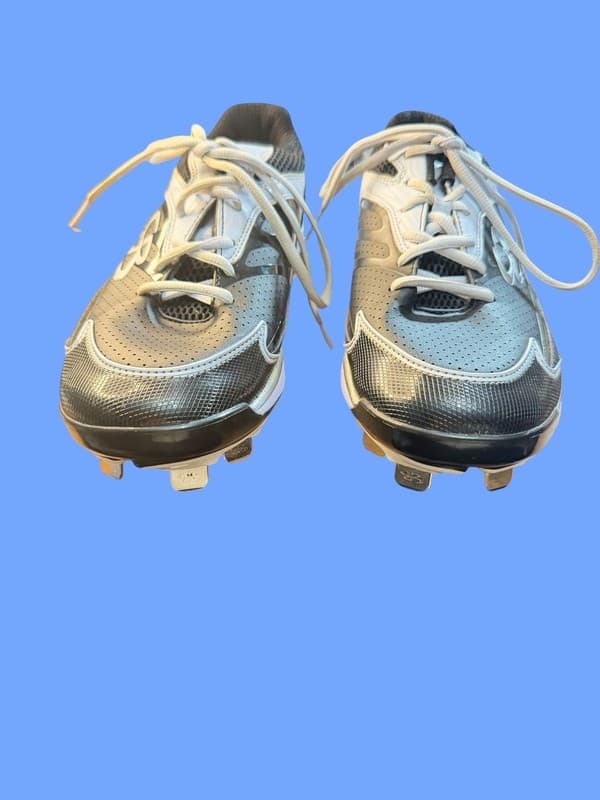 Boombah White and Black Metal Baseball Cleats Size 11 - Thumbnail 2