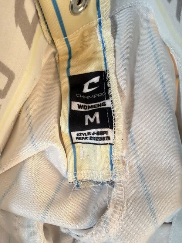 Champro Womens Medium Yellow and Light Blue Pinstripe Baseball Softball Pants - Thumbnail 4