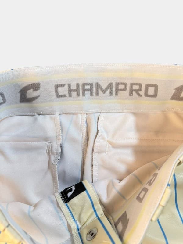 Champro Womens Medium Yellow and Light Blue Pinstripe Baseball Softball Pants - Thumbnail 3