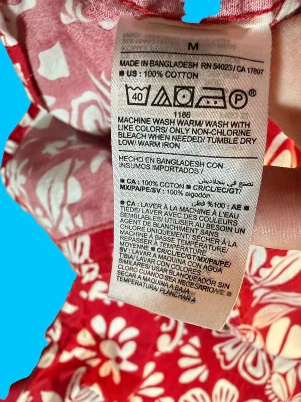 Old Navy Red and White Floral Everyday Short Sleeve Hawaiian Shirt M - Thumbnail 4