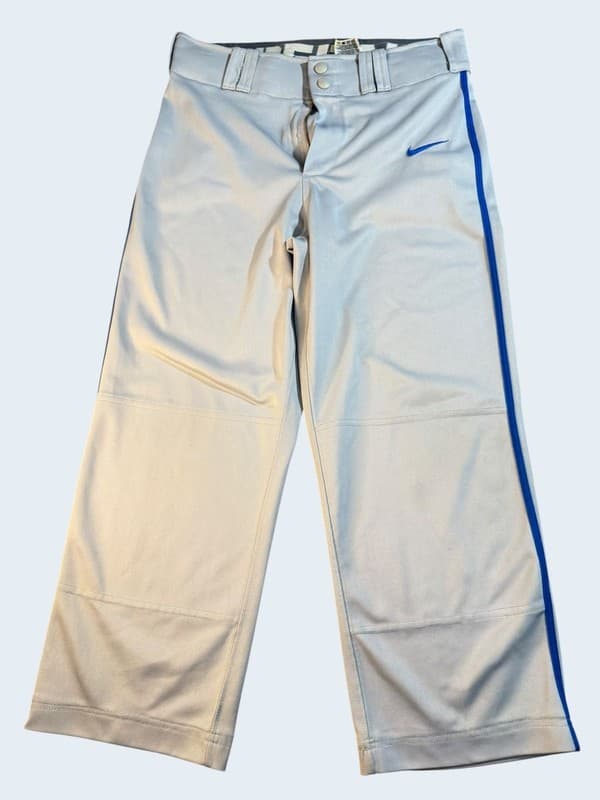 Nike Dri-FIT Baseball Pants XL Gray with Royal Blue Piping - Image 1