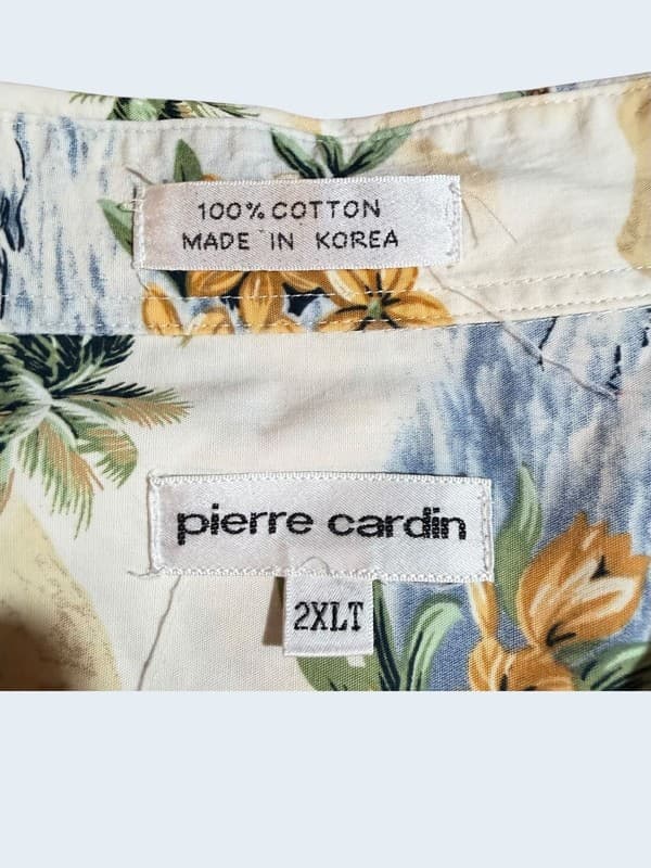 Pierre Cardin Men's 2XLT Hawaiian Shirt 100% Cotton Tropical Island Print - Thumbnail 3
