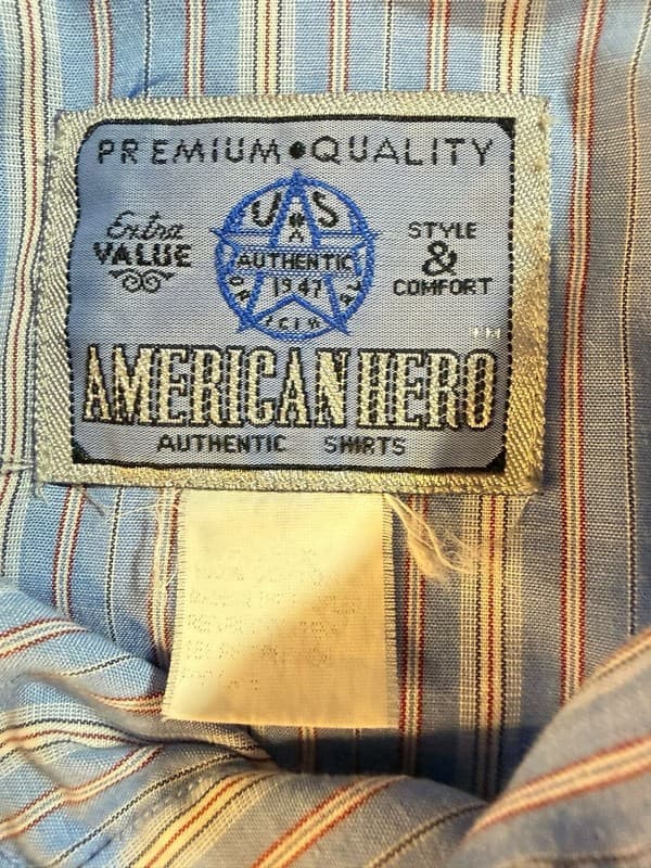 Vintage American Hero Striped Weste rn Pearl Snap Shirt L - Thumbnail 3
