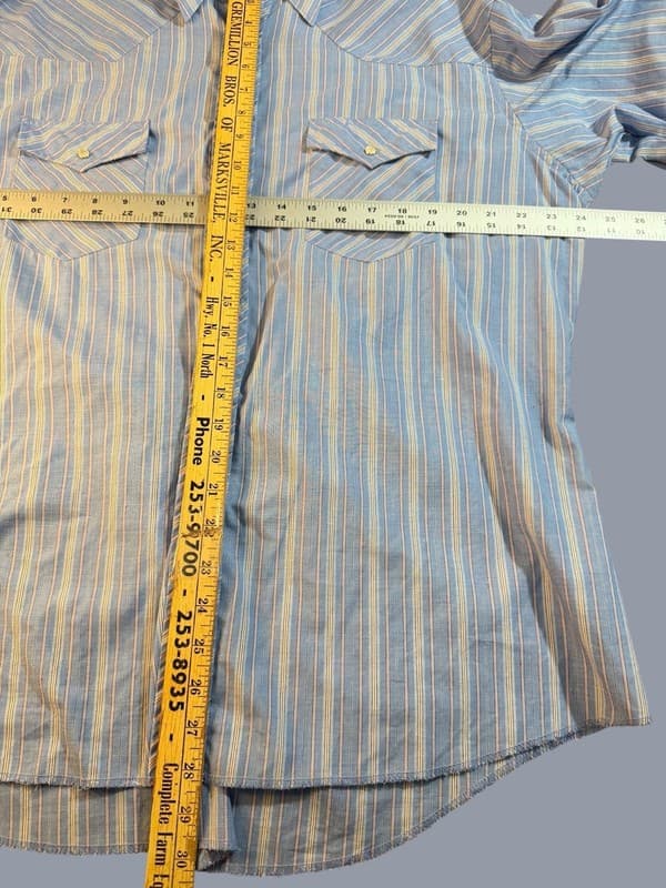 Vintage American Hero Striped Weste rn Pearl Snap Shirt L - Thumbnail 5