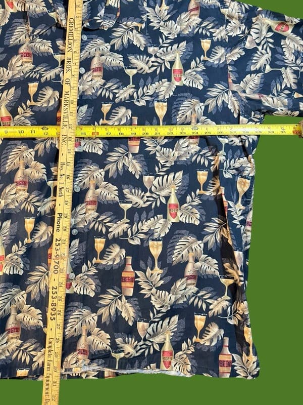 Vintage Pierre Cardin Hawaiian Beer & Tropical Palm Leaf Button Down Shirt 2XLT - Thumbnail 5