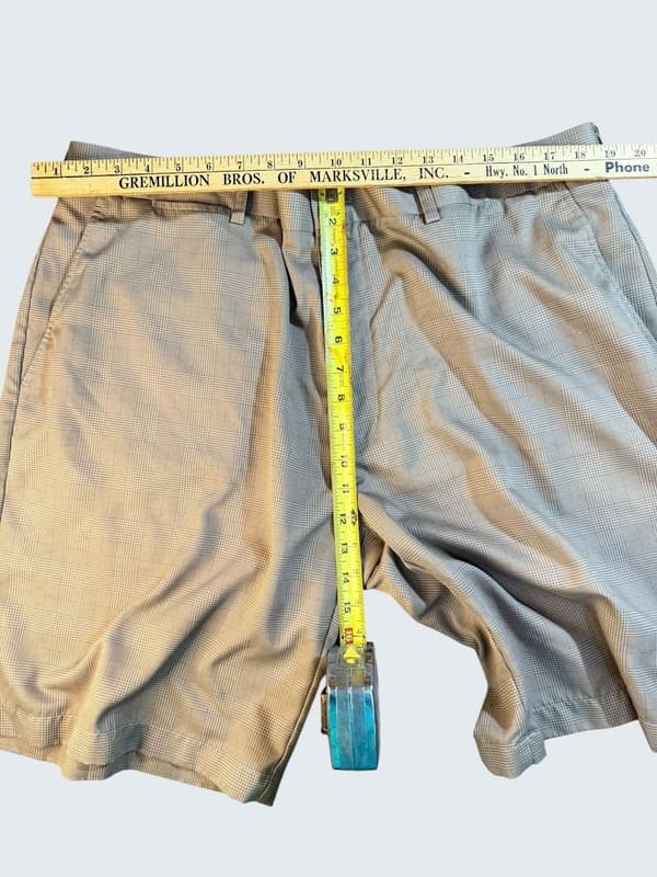 PGA TOUR Men's Size 40 Tan Glen Plaid Performance Golf Shorts - Thumbnail 6