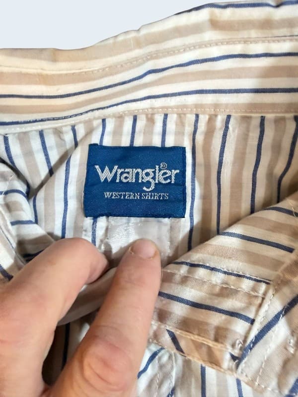 Vintage Wrangler Striped Western Pearl Snap Long Sleeve Shirt - Thumbnail 3