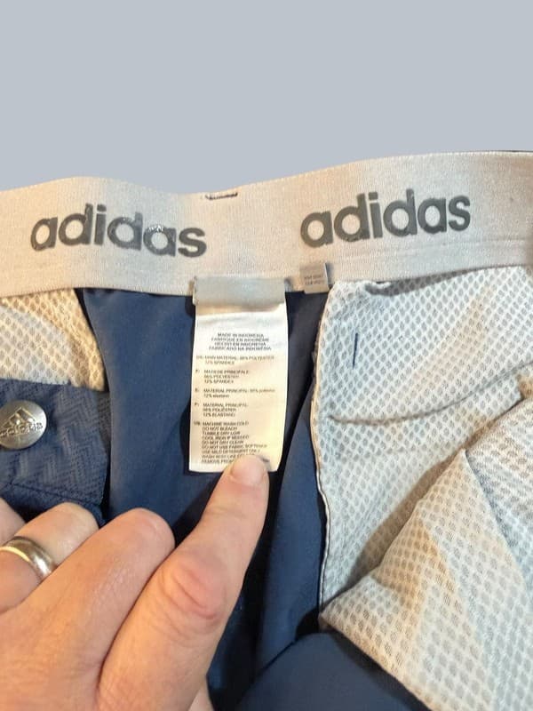 Adidas Golf Shorts Blue Herringbone Print Men's Size 40 Elastic Waist - Thumbnail 3