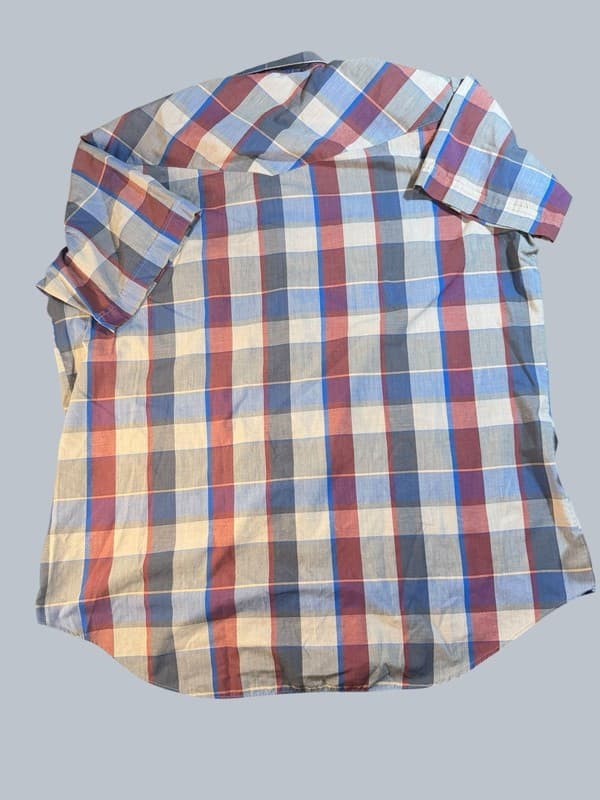 Vintage Ely Cattleman Tall Man 2XL Plaid Short Sleeve Pearl Snap Western Shirt - Thumbnail 2