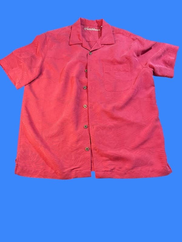 Men’s Caribbean Jacquard Camp Shirt / Hawaiian Resort Shirt M Y2K - Image 1