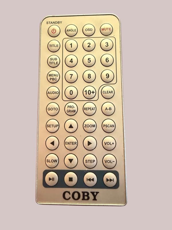 Coby JX-2001 Series Silver Replacement Remote Control for Portable DVD Players - Image 1