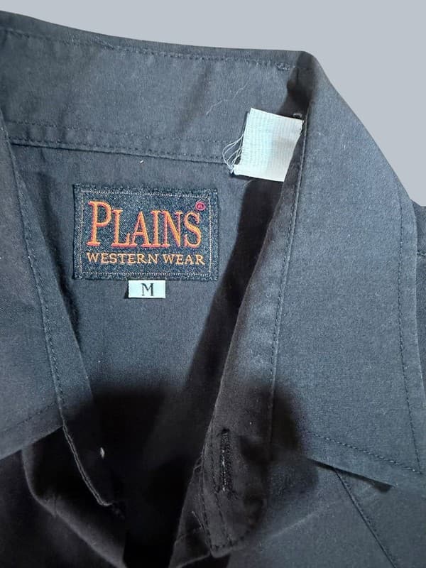 Plains Western Wear Mens Black Pearl Snap Short Sleeve Western Cowboy Shirt Size - Thumbnail 3